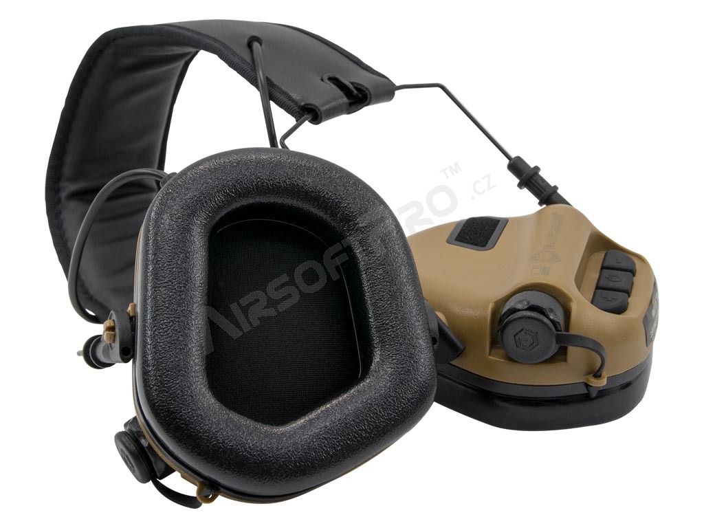 Protector auditivo electrónico M31 con entrada AUX - Marrón coyote [EARMOR]