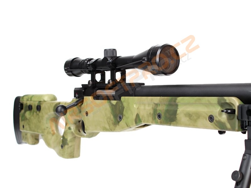 Airsoft sniper SAG L96 UPGRADE + puškohled + dvojnožka - A-TACS FG [E&C]