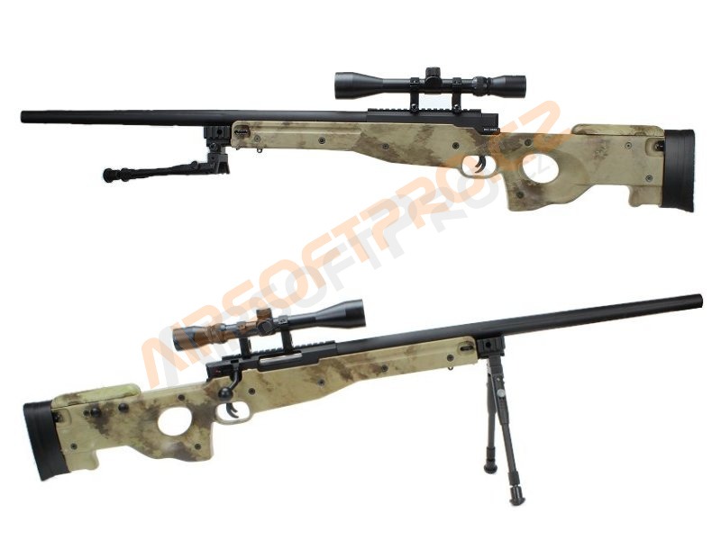Airsoft sniper SAG L96 UPGRADE + puškohled + dvojnožka - A-TACS AU [E&C]