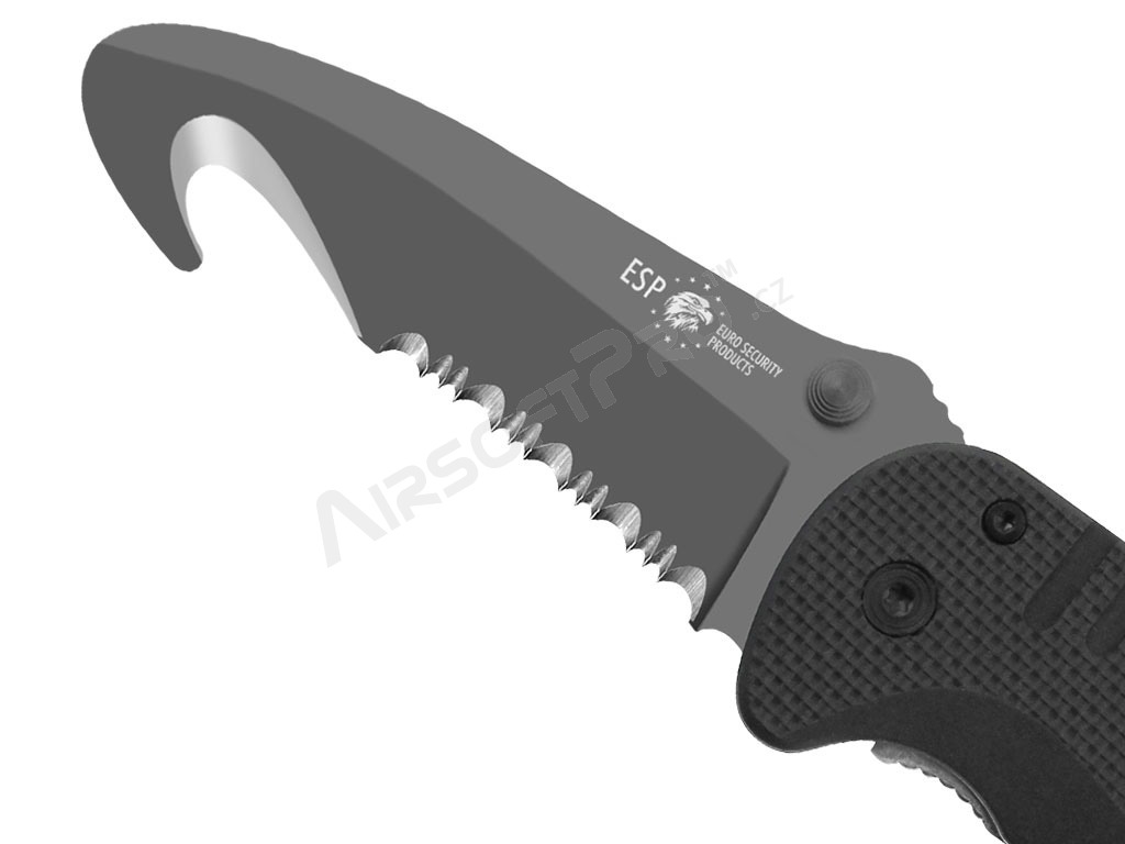 Cuchillo de rescate con punta redondeada (RK-02) - Negro [ESP]