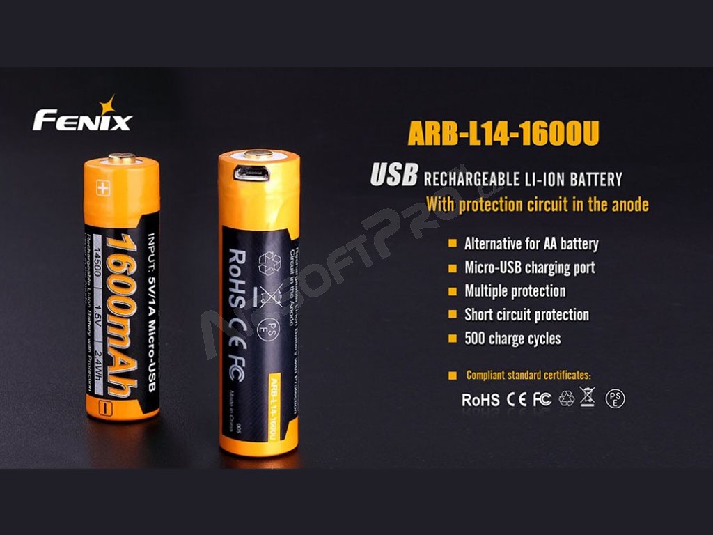 Piles rechargeables : Batterie USB rechargeable AA 1600 mAh (Li-ion) 