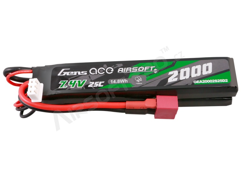 Batería Li-Po 7,4V 2000mAh 25C 106x20x10mm (2x) - DeanT [Gens ace]