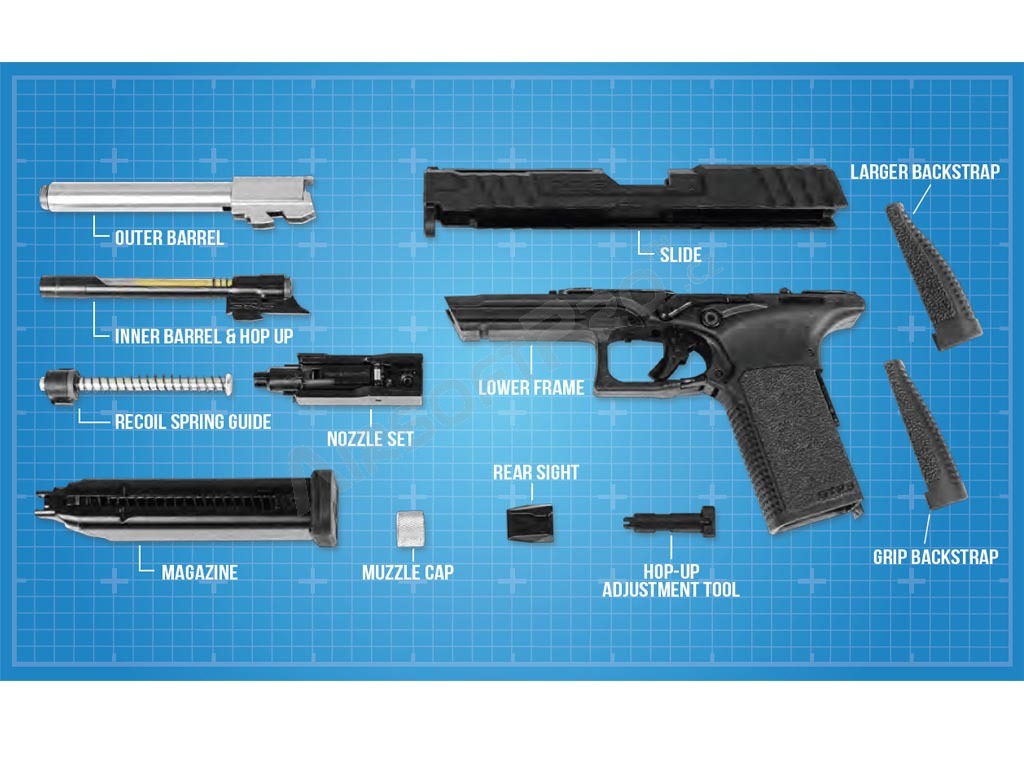 Airsoftová pistole GTP9, plyn blowback (GBB) - černá/šedá [G&G]