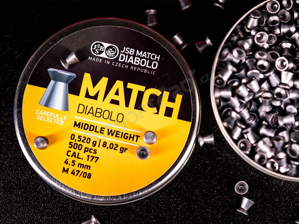 Diabolos MATCH Peso Medio 4,50mm (cal .177) / 0,520g - 500pcs [JSB Match Diabolo]