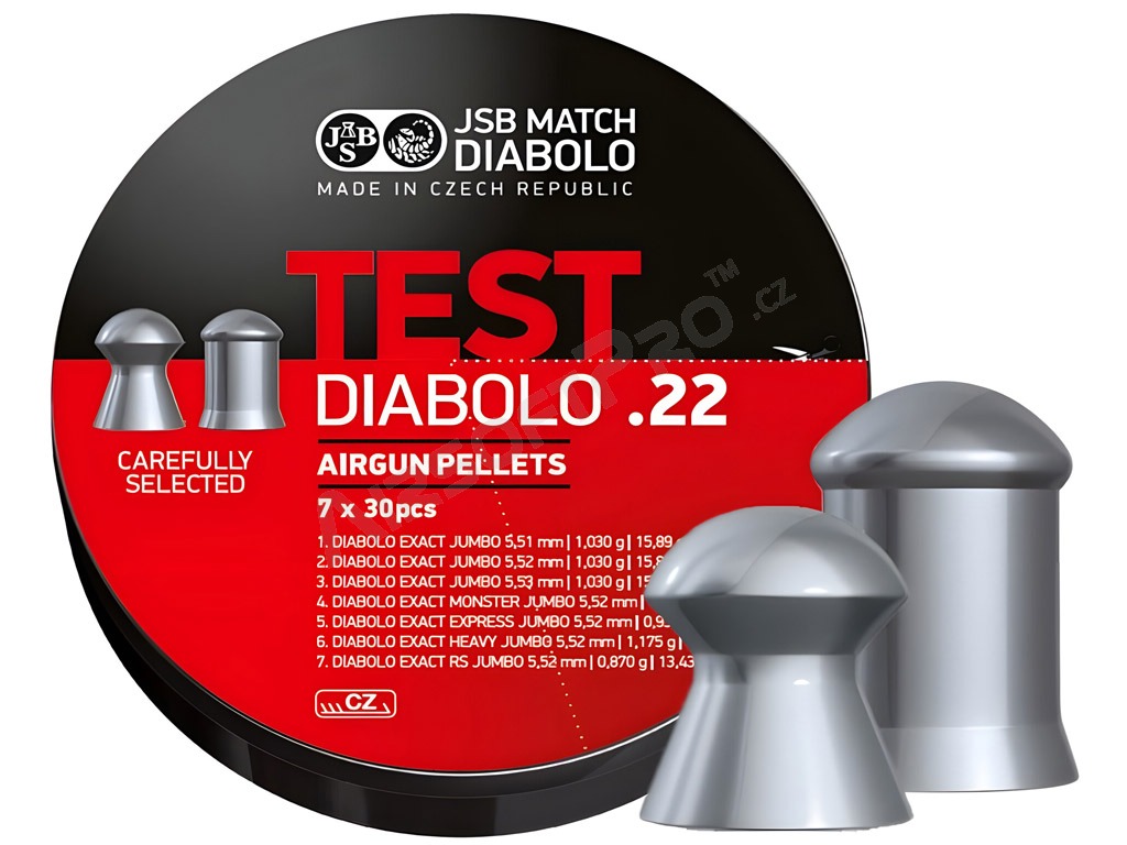 Diabolos EXACT TEST 5,50mm (cal .22) - 7x30db [JSB Match Diabolo]