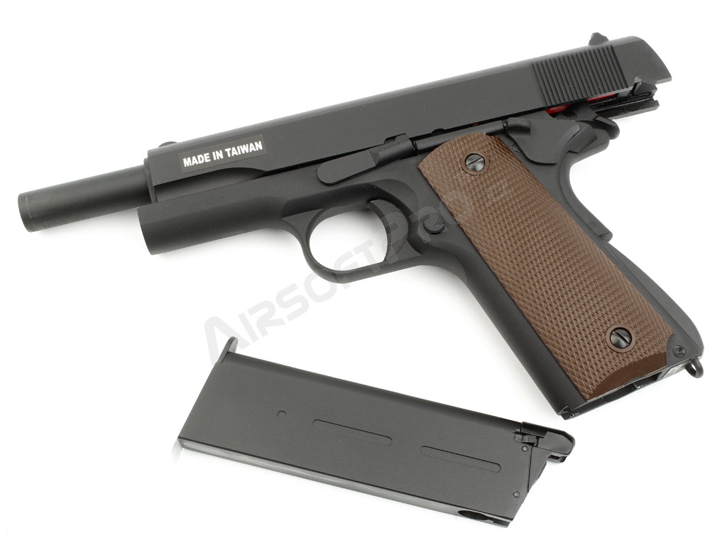 Pistola de airsoft 1911 A1, full metal, gas blowback - negro [KJ Works]