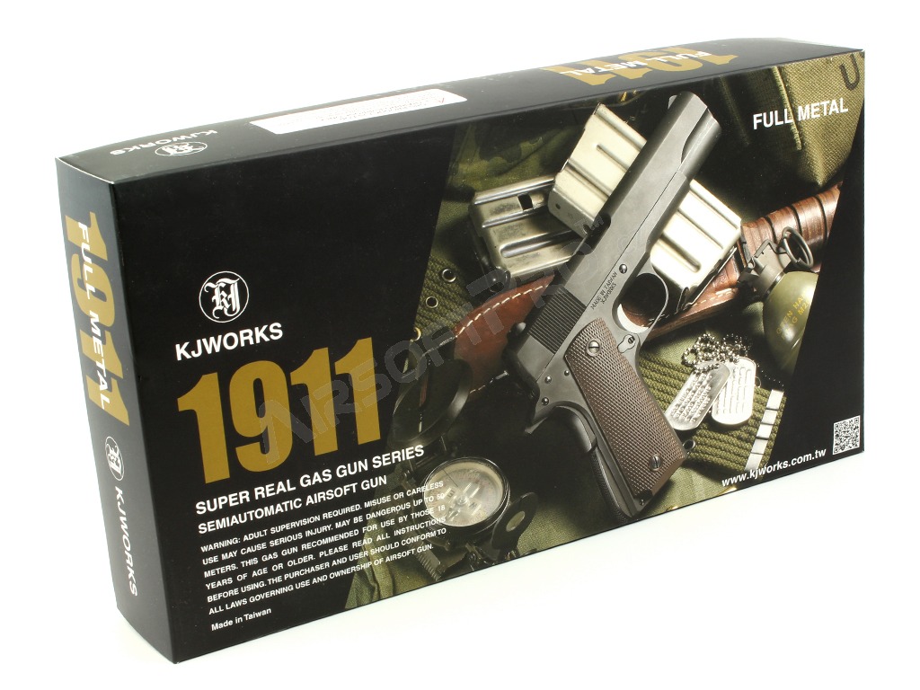 Pistola de airsoft 1911 A1, full metal, gas blowback - negro [KJ Works]