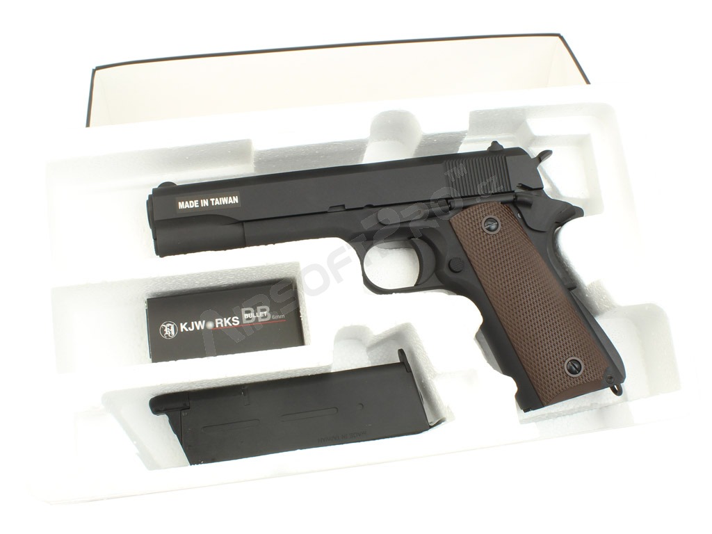 Pistola de airsoft 1911 A1, full metal, gas blowback - negro [KJ Works]