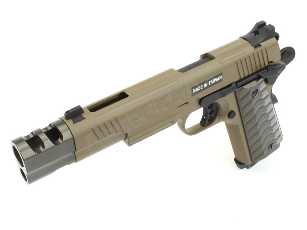 Pistola de airsoft KP-16, full metal, gas blowback - TAN [KJ Works]