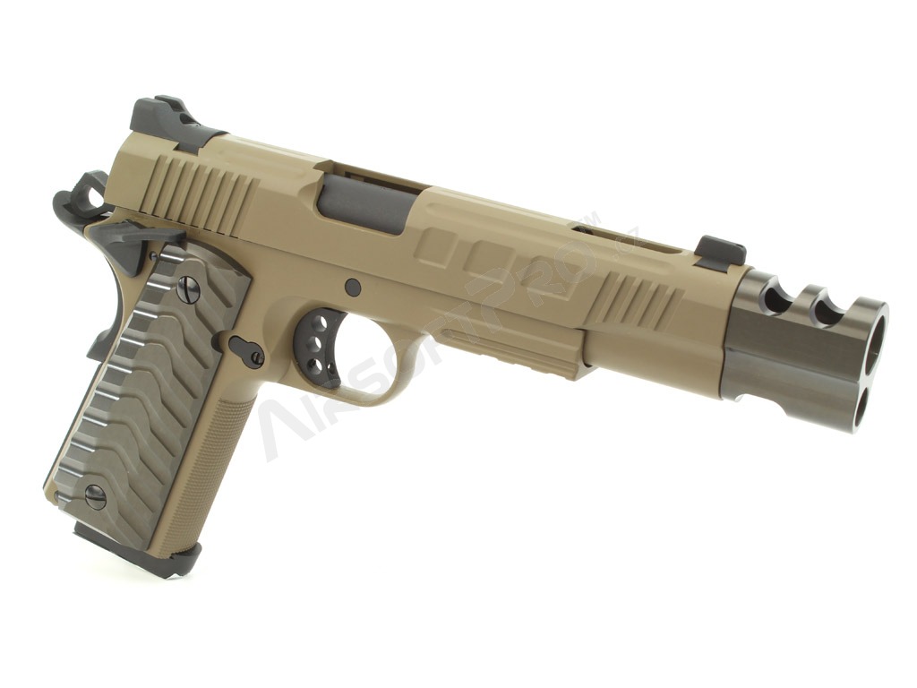 Pistola de airsoft KP-16, full metal, gas blowback - TAN [KJ Works]