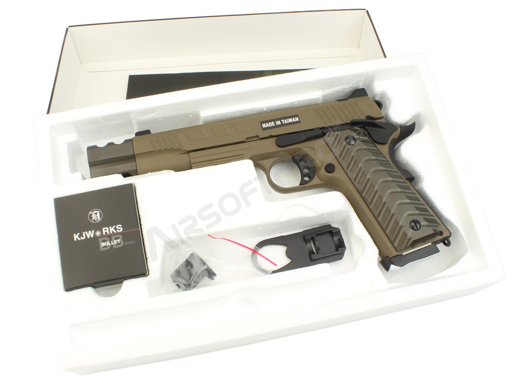 Pistola de airsoft KP-16, full metal, gas blowback - TAN [KJ Works]