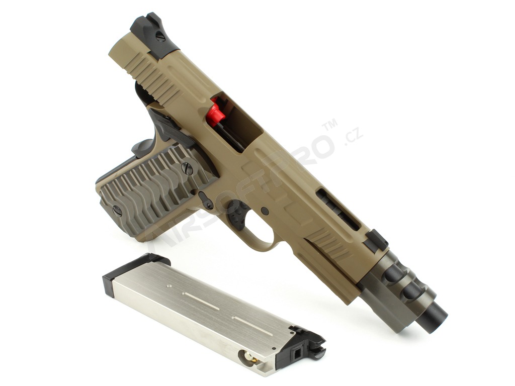 Pistola de airsoft KP-16, full metal, gas blowback - TAN [KJ Works]