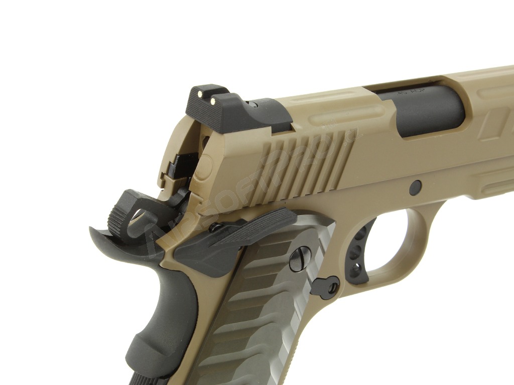 Pistola de airsoft KP-16, full metal, gas blowback - TAN [KJ Works]