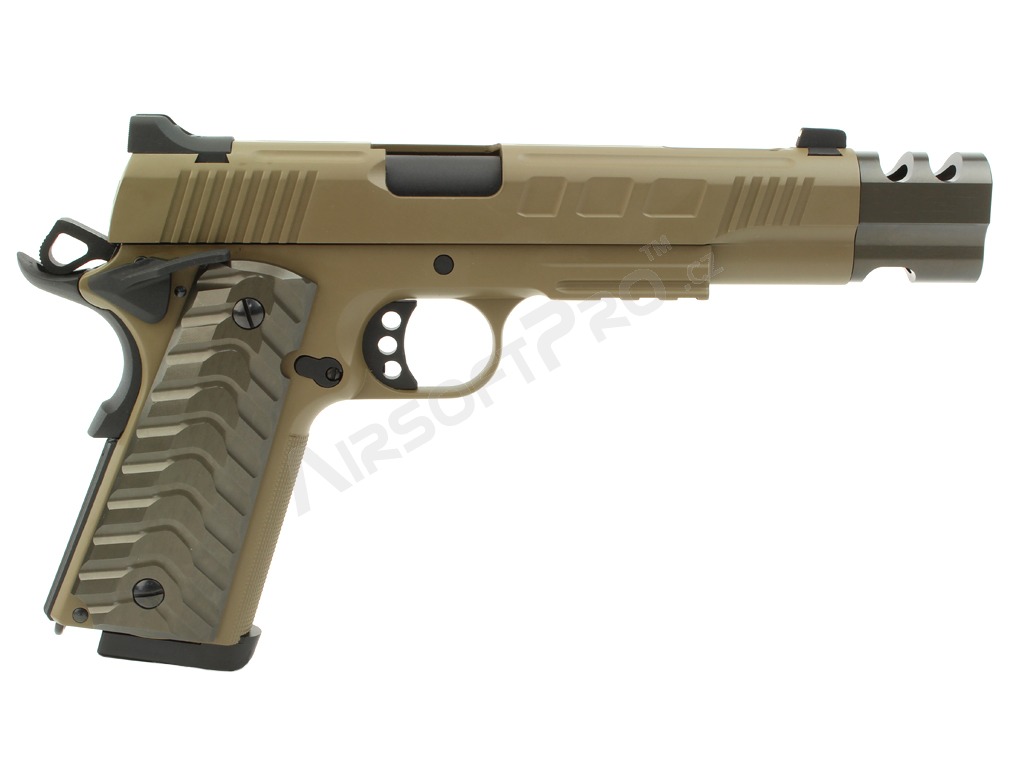 Pistola de airsoft KP-16, full metal, gas blowback - TAN [KJ Works]