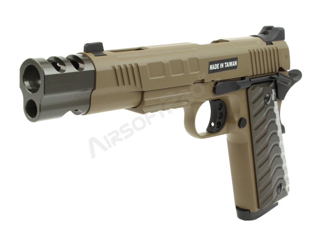 Pistola de airsoft KP-16, full metal, gas blowback - TAN [KJ Works]