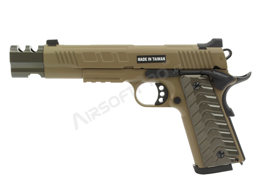 Pistola de airsoft KP-16, full metal, gas blowback - TAN [KJ Works]