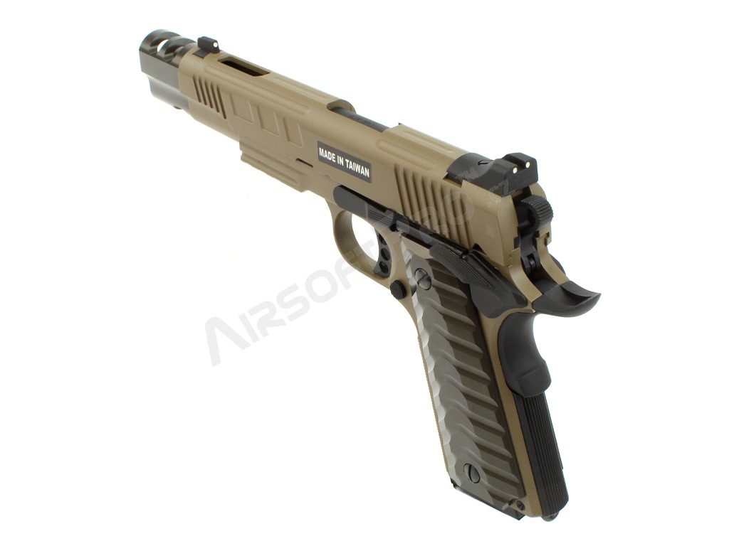 Pistola de airsoft KP-16, full metal, gas blowback - TAN [KJ Works]