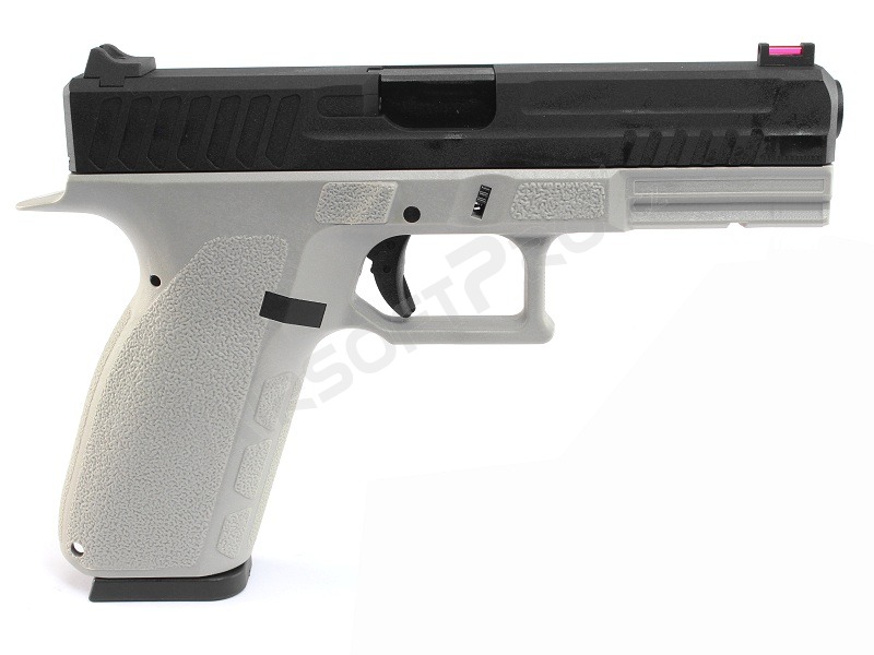Airsoftová pistole KP-13, černý kovový závěr, blowback (GBB) - šedá [KJ Works]
