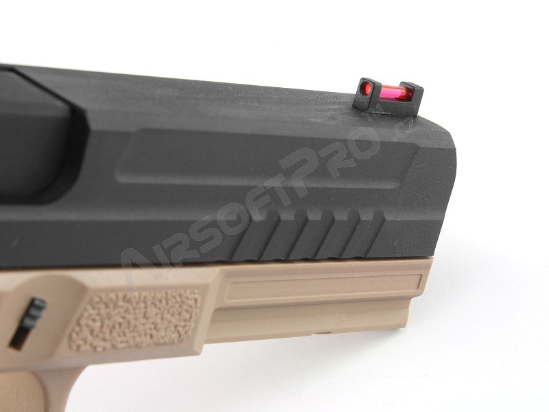 Airsoftová pistole KP-13, černý kovový závěr, blowback, CO2 - TAN [KJ Works]