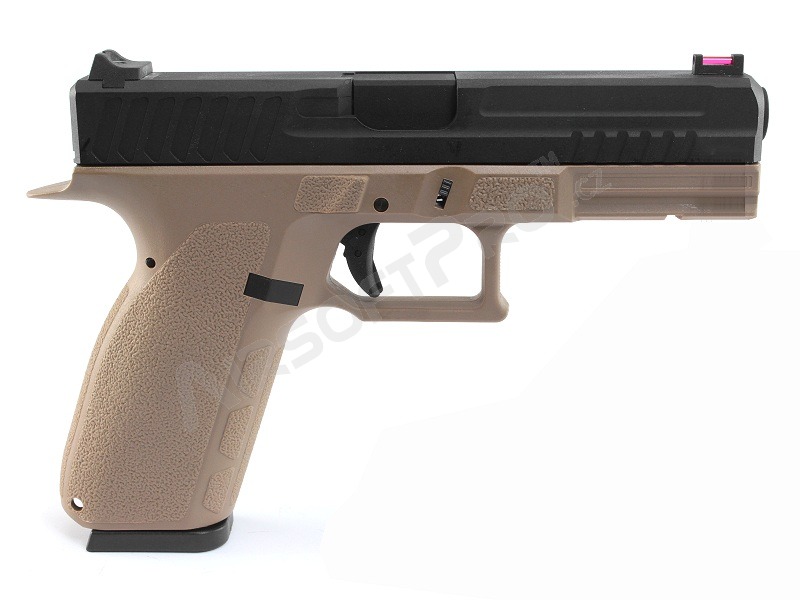 Airsoftová pistole KP-13, černý kovový závěr, blowback (GBB) - TAN [KJ Works]