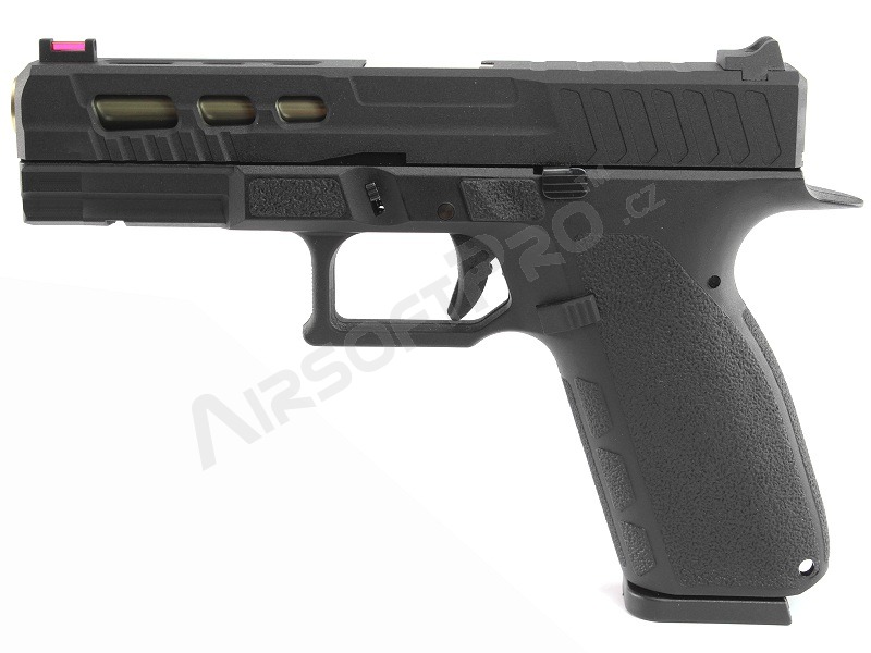 Airsoftová pistole KP-13C, kovový závěr, zlatá hlaveň, blowback (GBB) - černý [KJ Works]