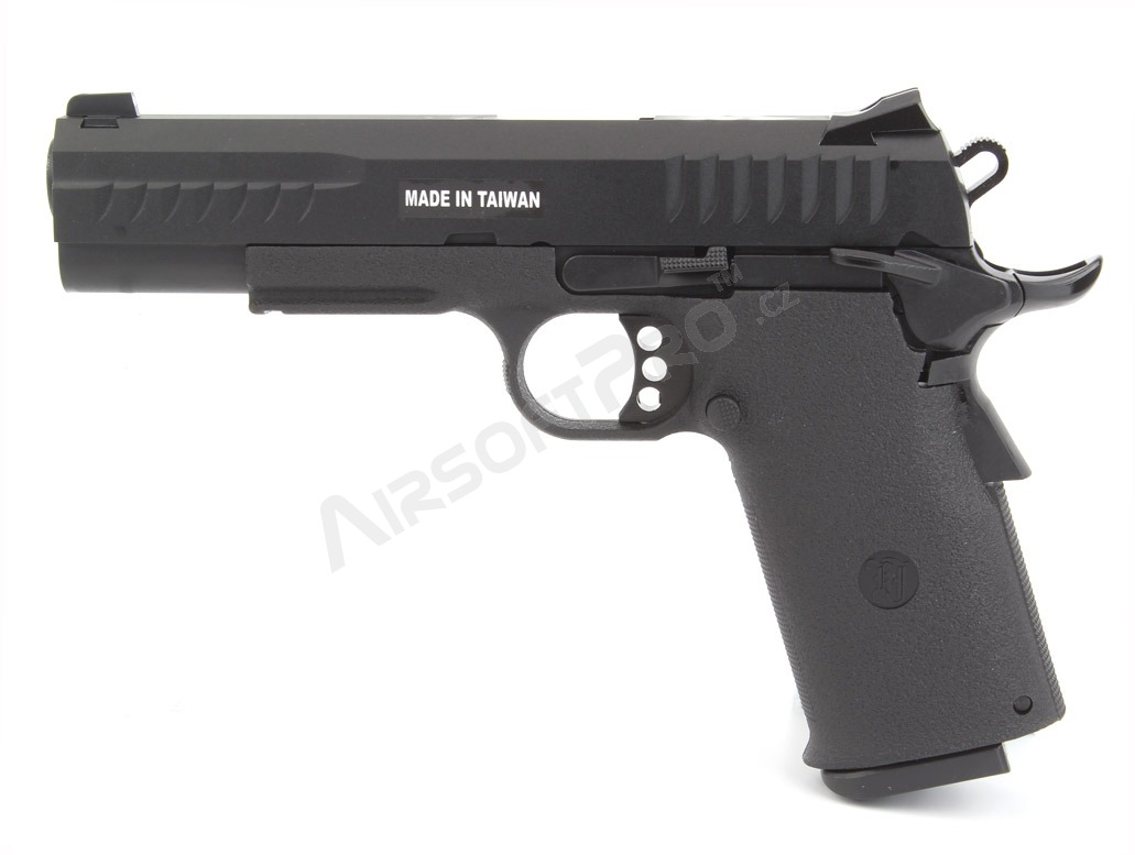 Pistola de airsoft KP-08, corredera metálica, gas blowback - negro [KJ Works]