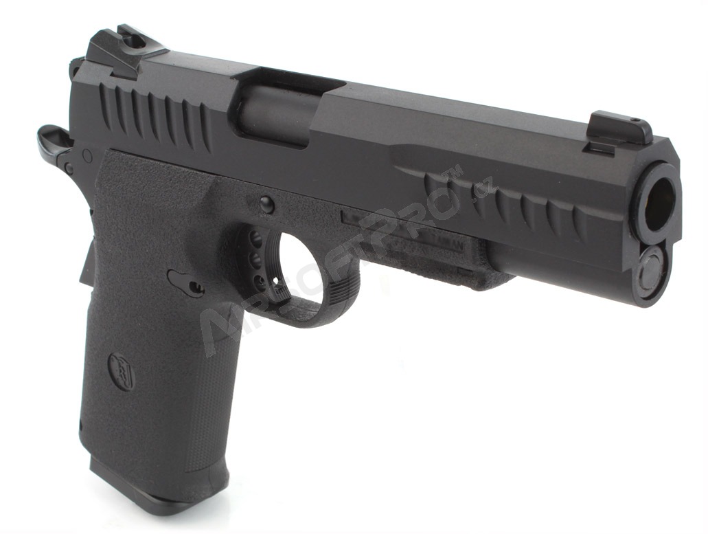 Airsoftová pistole KP-08, kovový závěr, plyn blowback - černá [KJ Works]