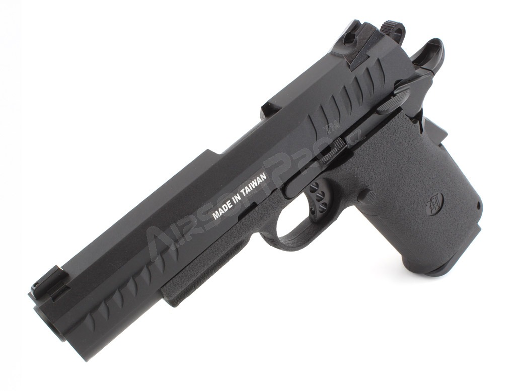 Pistola de airsoft KP-08, corredera metálica, gas blowback - negro [KJ Works]