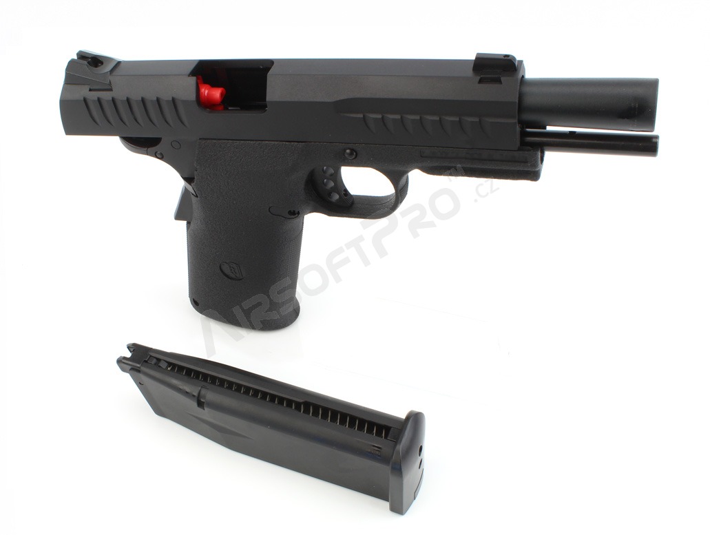 Pistola de airsoft KP-08, corredera metálica, gas blowback - negro [KJ Works]