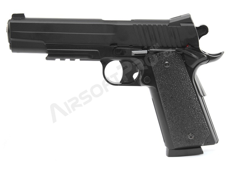 Pistola de airsoft 1911 GSR CO2, corredera metálica, sin retroceso - negra [KWC]