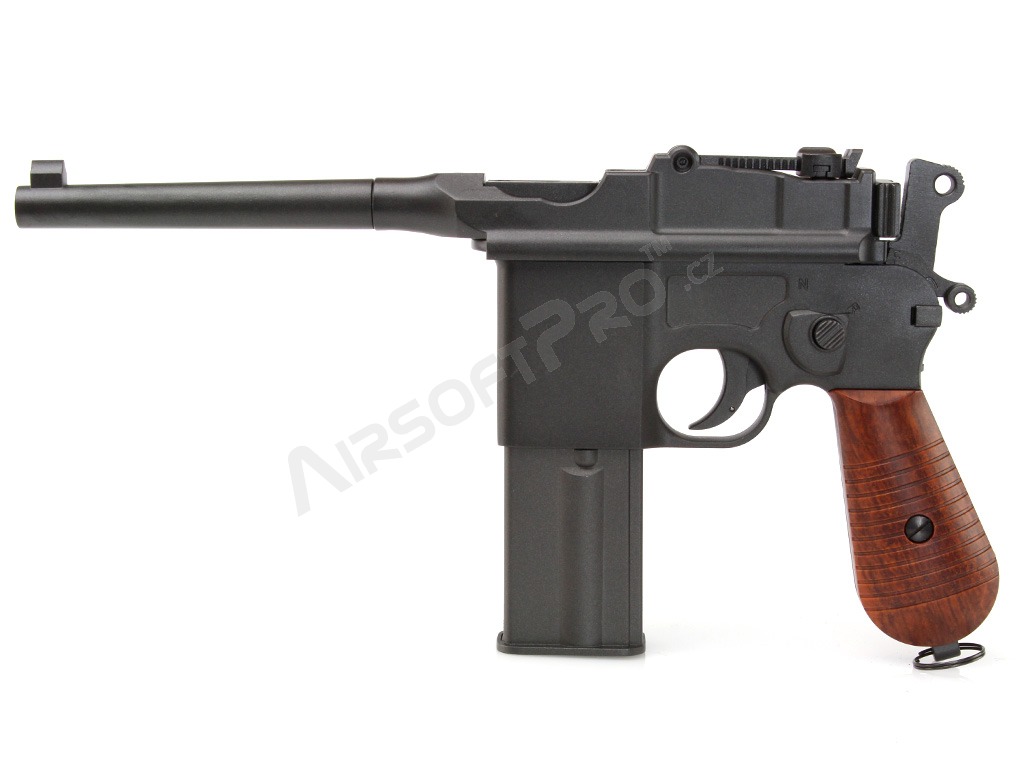 Airsoftová pistole M712 Broomhandle, celokov, blowback, full auto [KWC]
