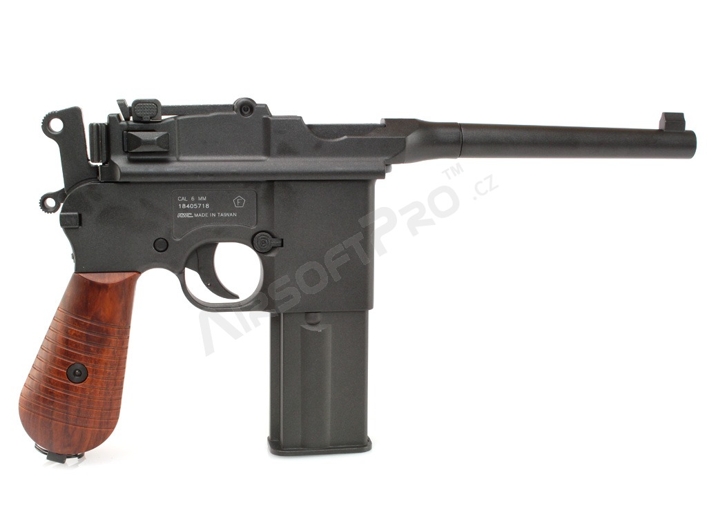 Airsoftová pistole M712 Broomhandle, celokov, blowback, full auto [KWC]