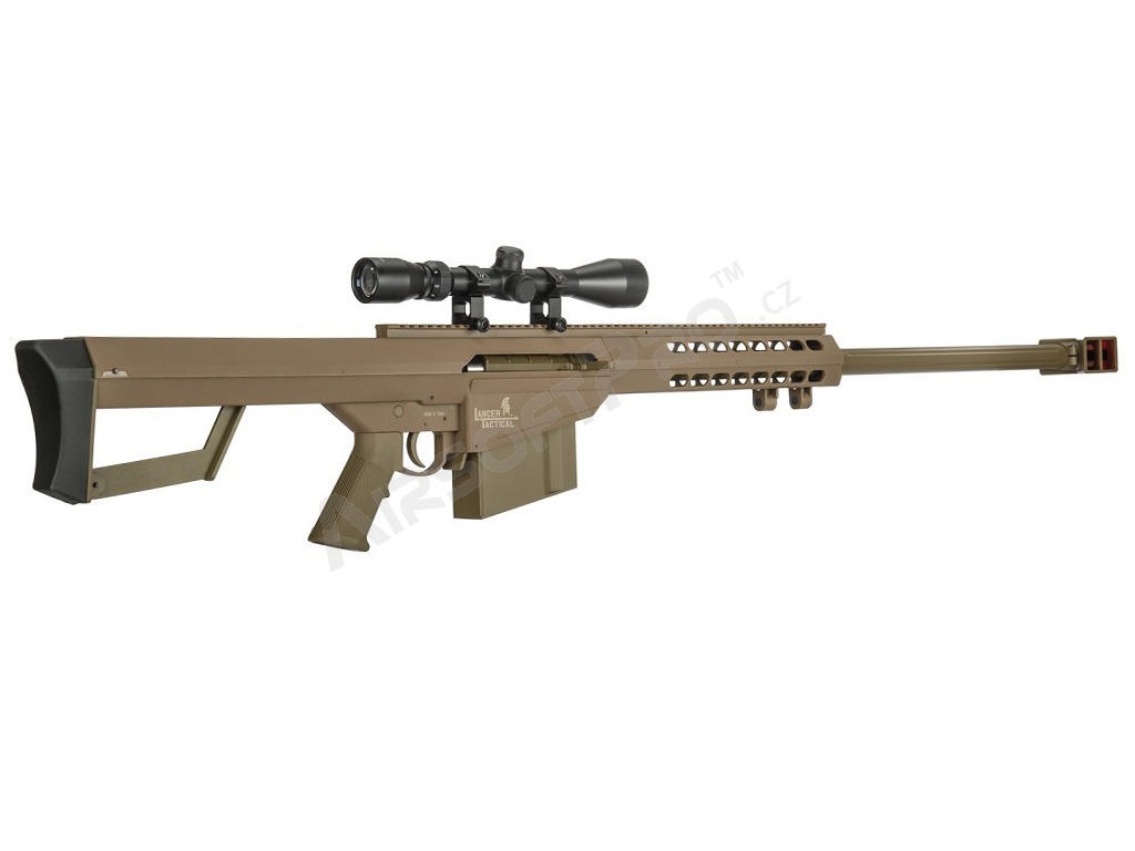 Airsoft sniper puška M82 (LT-20) + puškohled 3-9x40, TAN [Lancer Tactical]