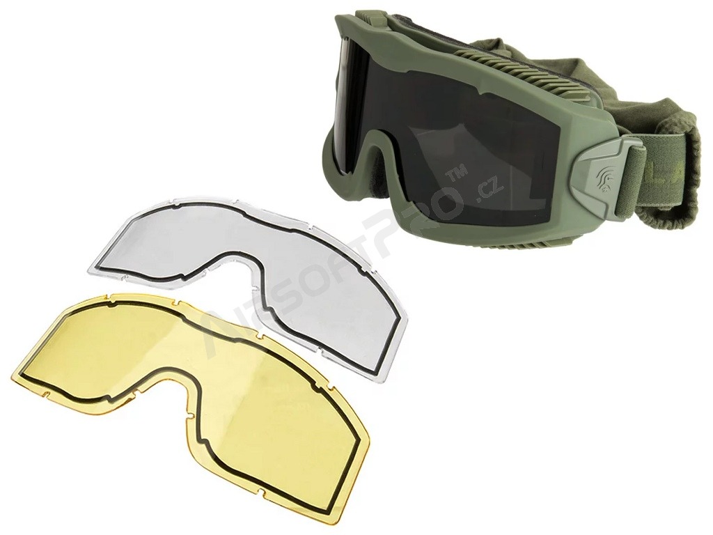 Máscara de airsoft AERO Series Thermal, OD - transparente, gris humo, amarillo [Lancer Tactical]