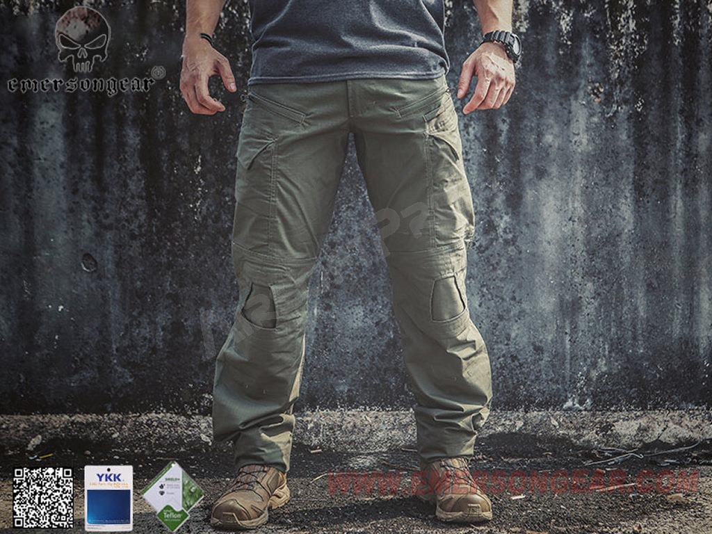 Pantalones tácticos E4 - Verde Ranger, talla L (34) [EmersonGear]
