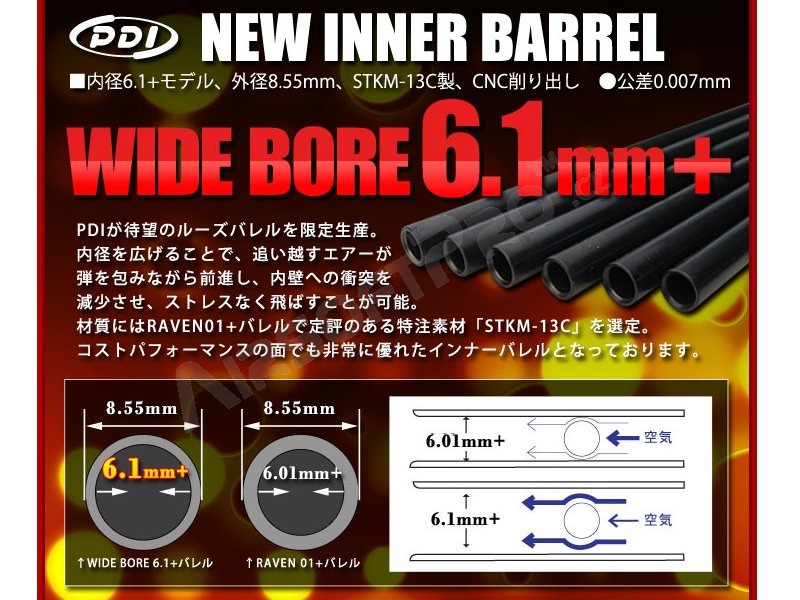 cañón interior de 6,1 mm 247mm (G36c, M4 CQB, P90) [PDI]