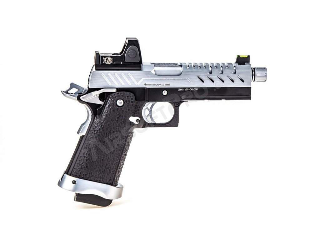 Airsoftová pistole Hi-Capa 4.3 s kolimátorem, GBB - stříbrná [Vorsk]
