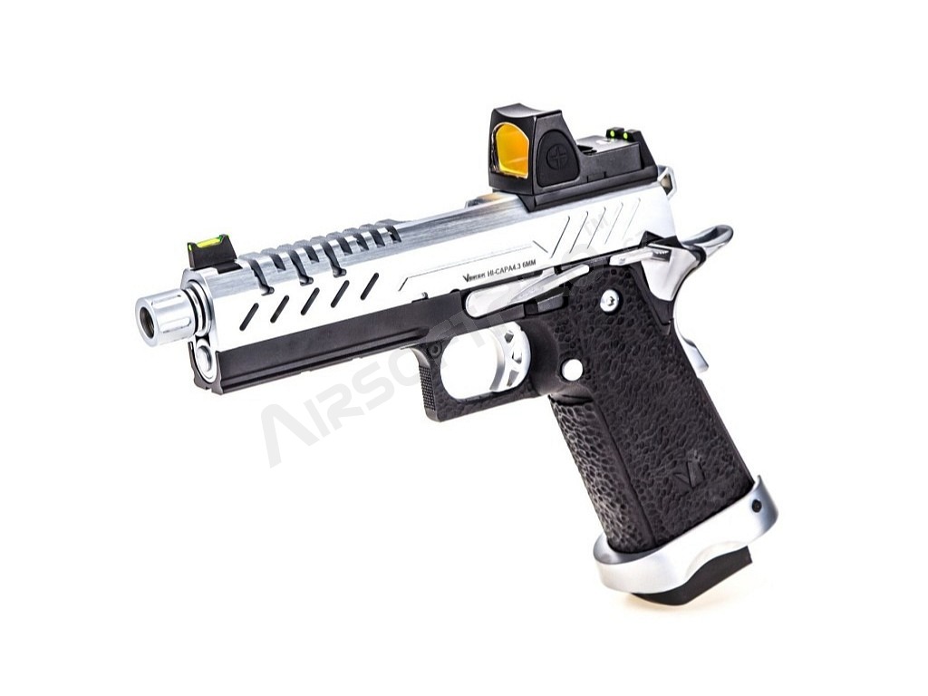 Airsoftová pistole Hi-Capa 4.3 s kolimátorem, GBB - stříbrná [Vorsk]