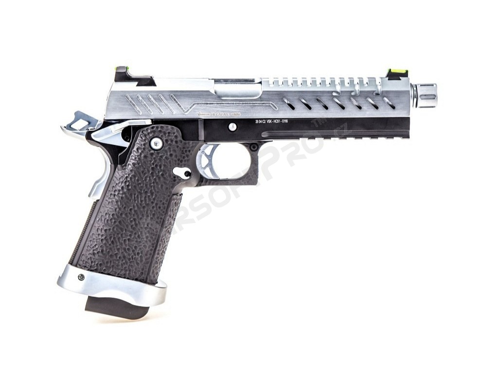 Airsoftová pistole Hi-Capa 5.1, GBB - chromový závěr [Vorsk]