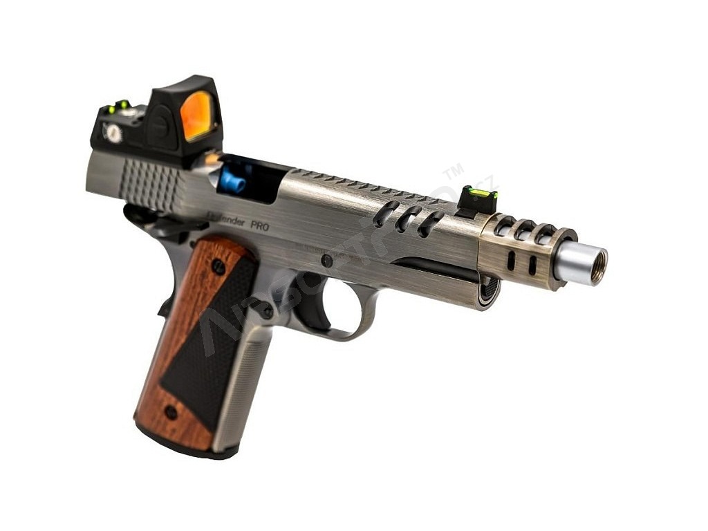 Airsoftová pistole CS Defender Pro MEU s kolimátorem, GBB - broušený hliník [Vorsk]