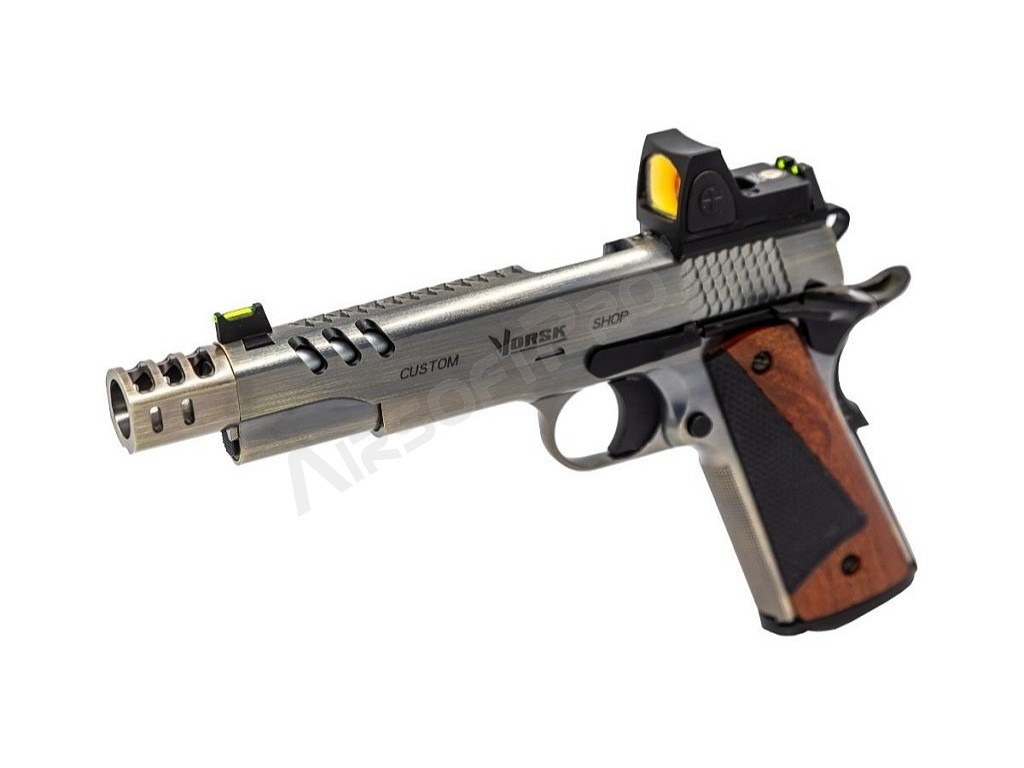 Airsoftová pistole CS Defender Pro MEU s kolimátorem, GBB - broušený hliník [Vorsk]