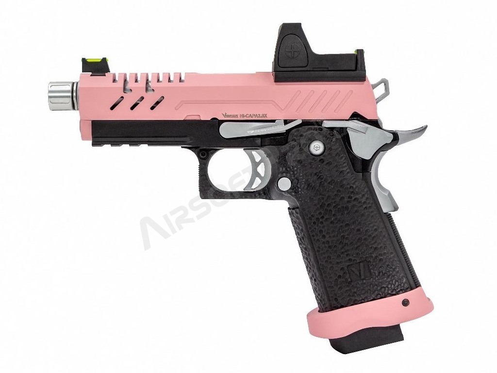 Airsoftová pistole Hi-Capa 3.8 PRO s kolimátorem, GBB - růžová [Vorsk]