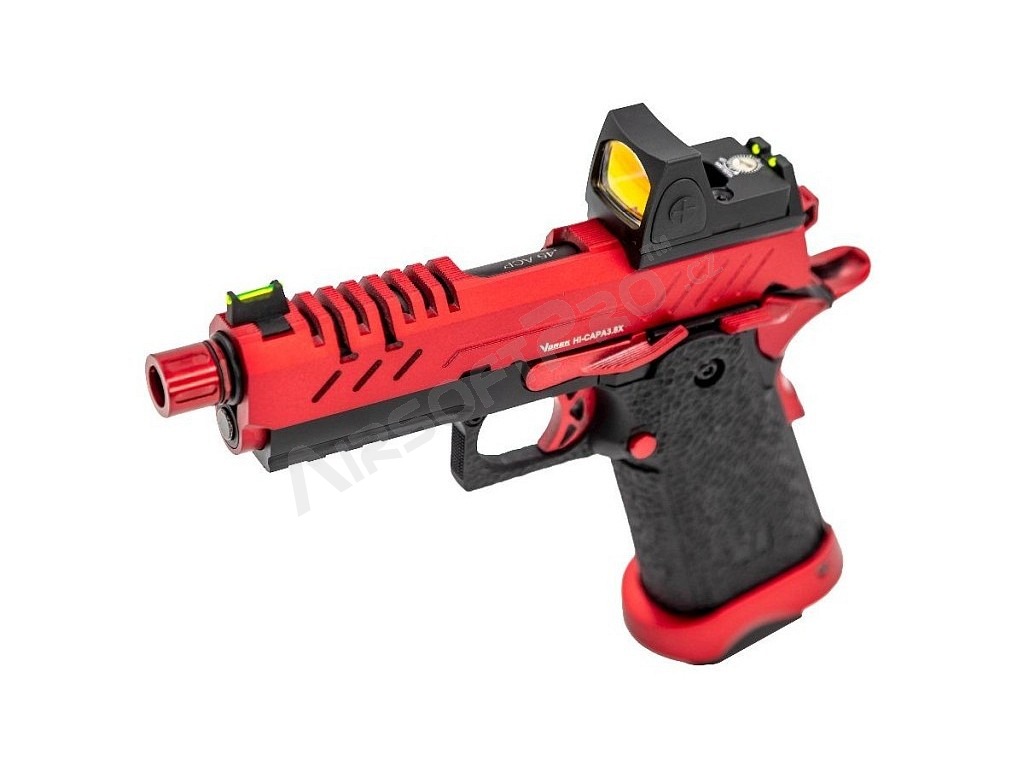 Airsoftová pistole Hi-Capa 3.8 PRO s kolimátorem, GBB - černo-červená [Vorsk]