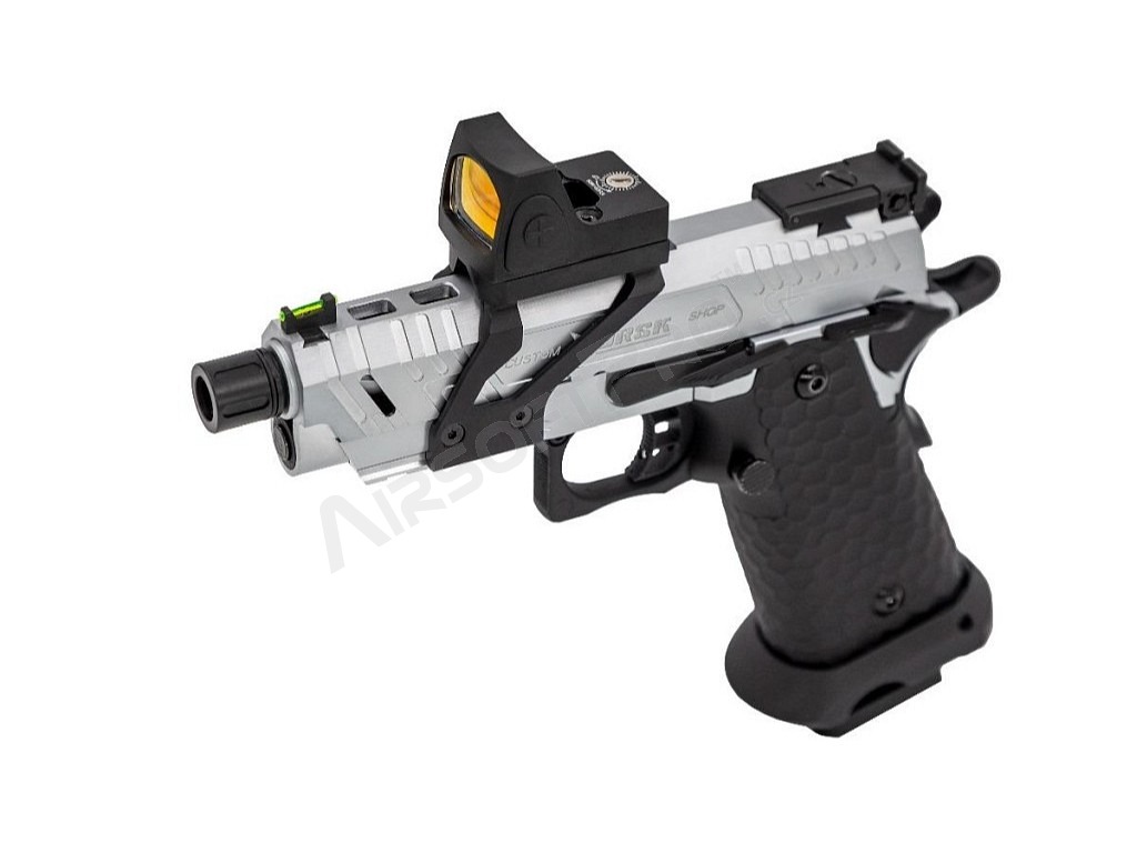 Airsoftová pistole Hi-Capa Vengeance Compact s kolimátorem, GBB - stříbrná [Vorsk]