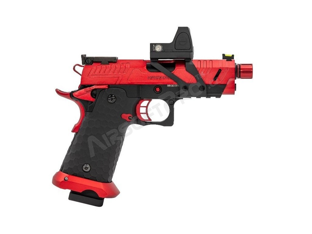 Airsoftová pistole Hi-Capa Vengeance Compact s kolimátorem, GBB - černo-červená [Vorsk]