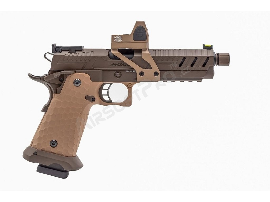Airsoftová pistole CS Hi-Capa Vengeance s kolimátorem, GBB - bronzová [Vorsk]