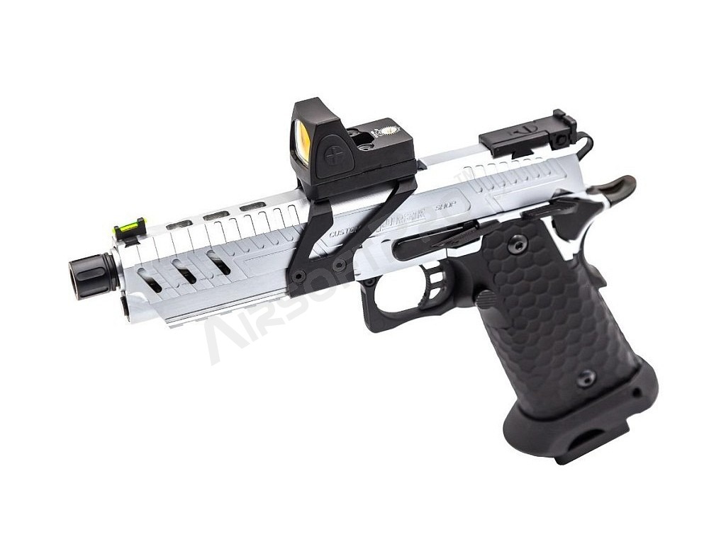 Airsoftová pistole CS Hi-Capa Vengeance s kolimátorem, GBB - stříbrná [Vorsk]