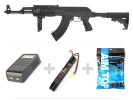 Airsoft rifle AK47C Tactical (CM.028C) + HQ Li-Ion battery + HQ charger + 0,25g BBs [CYMA]
