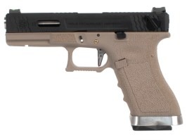 Airsoftová pistole R18C Gen4 T5, černý závěr, stříbrná hlaveň - TAN [WE]