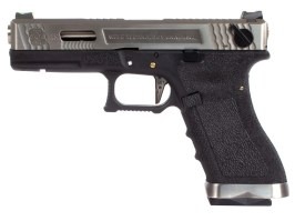 Airsoftová pistole R18C Gen4 T5, stříbrný závěr, stříbrná hlaveň - černá [WE]